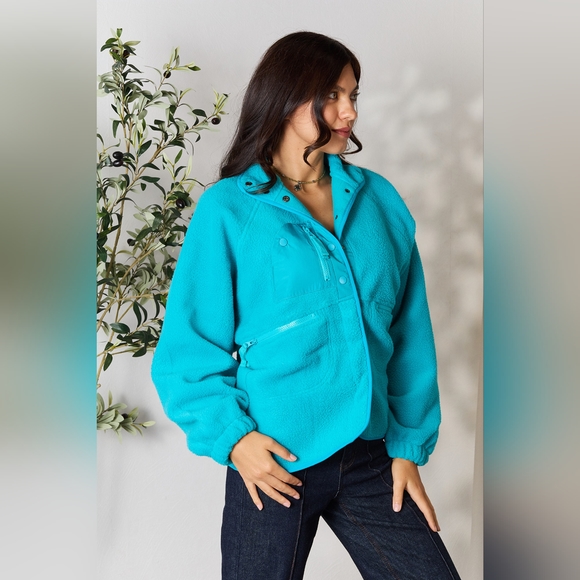 Zenana Snap Button Fleece Jacket - Picture 3 of 5